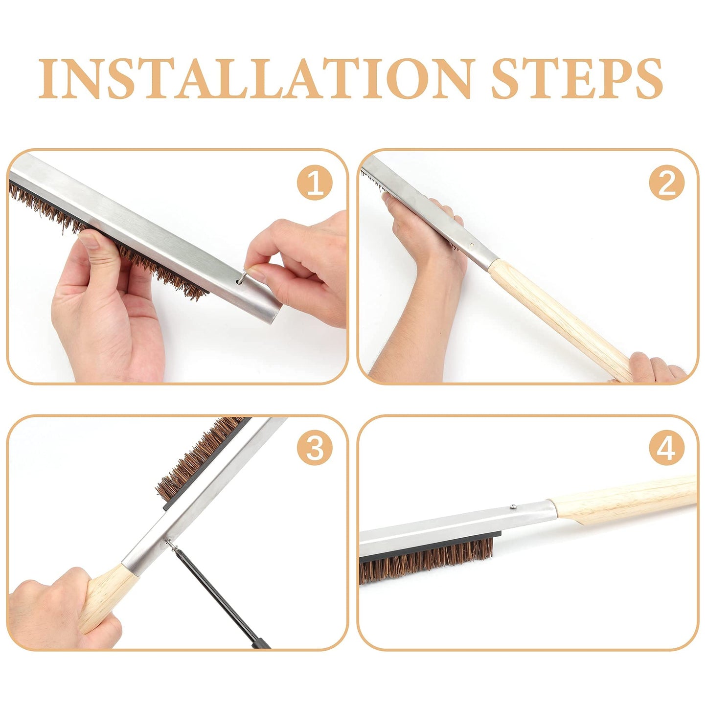 Pizza Oven Brush - Pizza Stone Brush, Pizza Oven Accessories, Cleaning Brush, Pizza Stone Cleaner, Pizza Oven Tools, Outdoor Cooking Tool, Grill Utensils