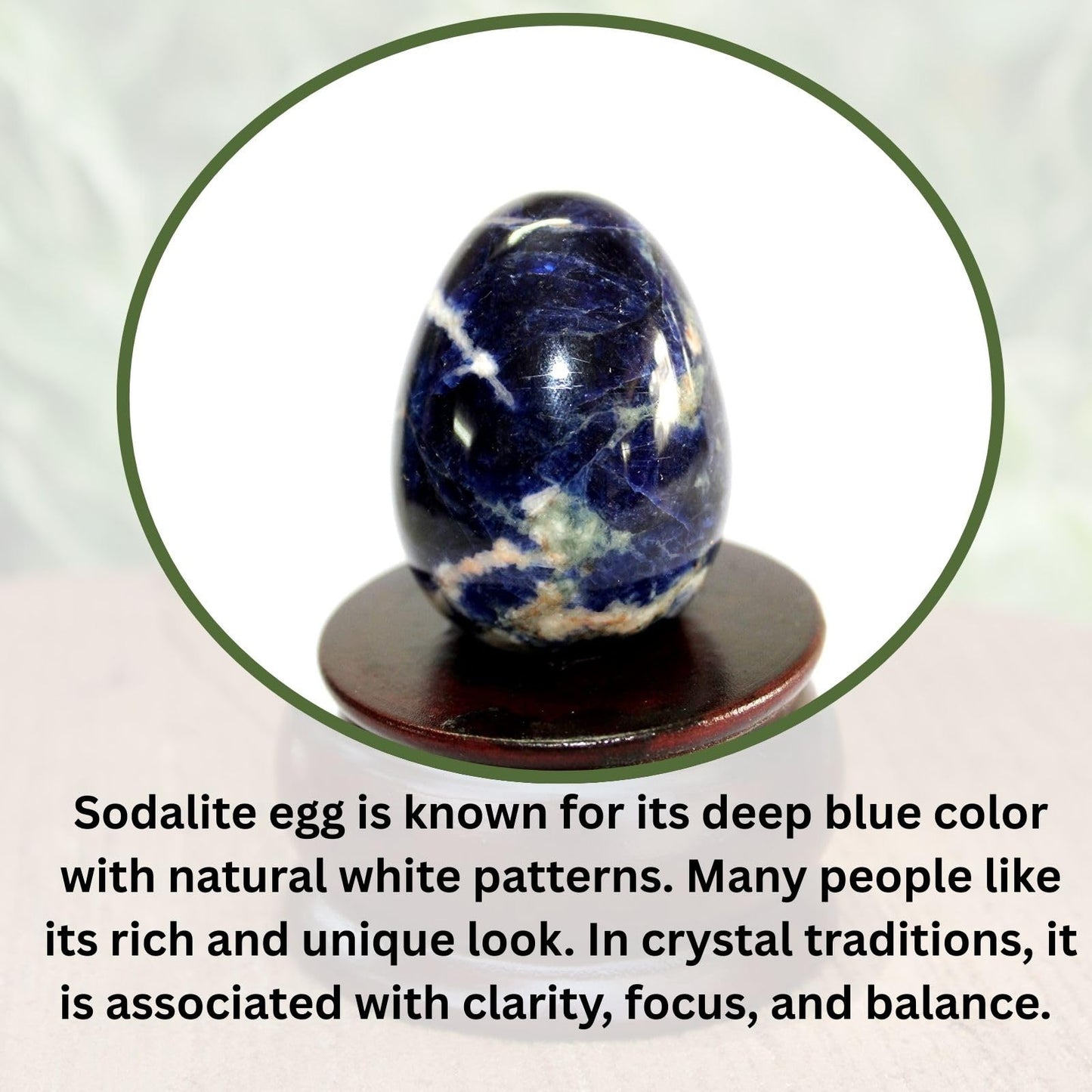 Jet Sodalite Gemstone Egg 2 Inch – Natural Crystal Decorative Stone for Home Décor, Meditation & Collection