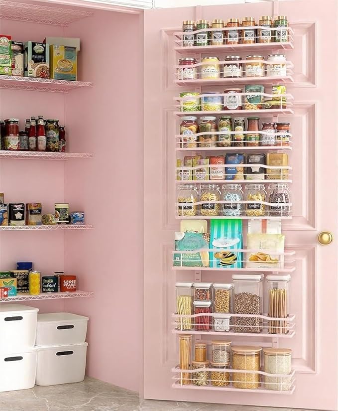 Moforoco Pink 9-Tier Over The Door Pantry Organizer, Pantry Organization and