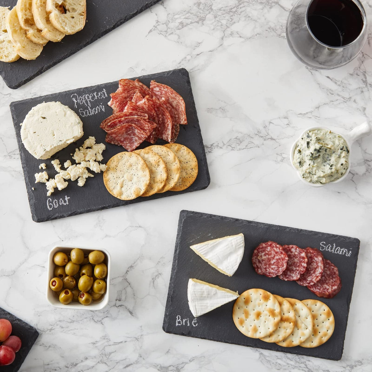 Juvale Mini Charcuterie Boards - 6-Pack, 6 x 8.75 in, Black Slate - Slate Charcuterie Boards & Cheese Platter for Sushi & Appetizers