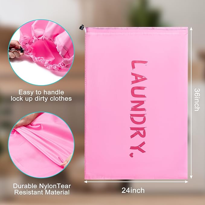 2 Pack XL Travel Laundry Bag, Machine Washable Dirty Clothes Organizer