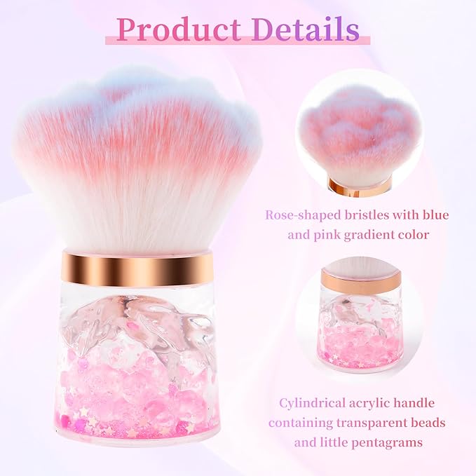 ANGNYA Nail Dust Brush, Rose Nail Art Dust Powder Remover Brush