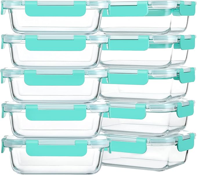 M MCIRCO 10-Pack 22 Oz Glass Meal Prep Containers