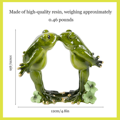 SAISHUO Kissing Frog Couple Figurine Romantic - 1 Set Frog Statues Unique Animal Tabletop Shelf Decoration for Home Garden Patio and Office