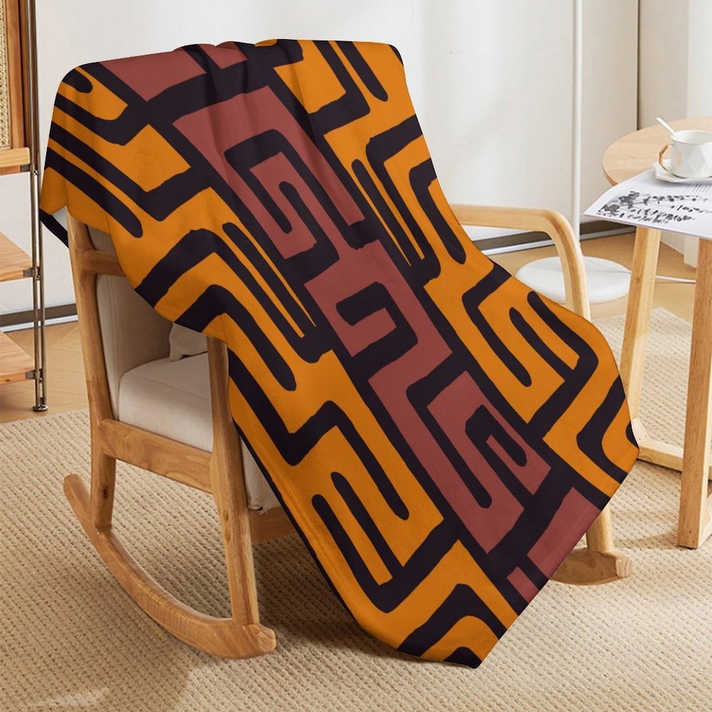 ZhiRain African Mudcloth Bohemian Pattern Throw Blanket Tribal Africa Ethnic Abstract Geometric Blanket for Sofa Bed Couch Chair Or Dorm 50"x60"