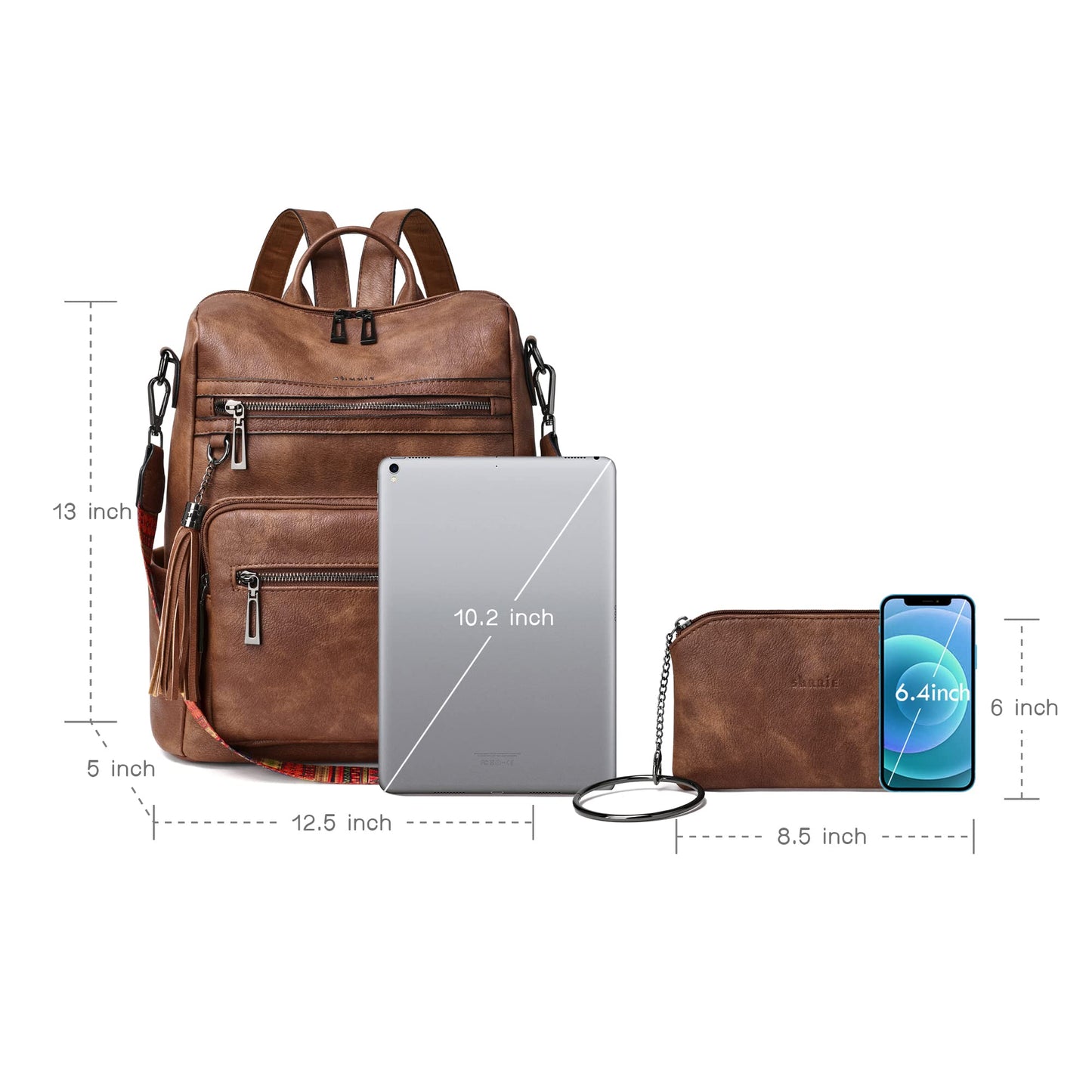 Shrrie Backpack Purse for Women Leather Backpack Fashion Designer Convertible Shoulder Bag