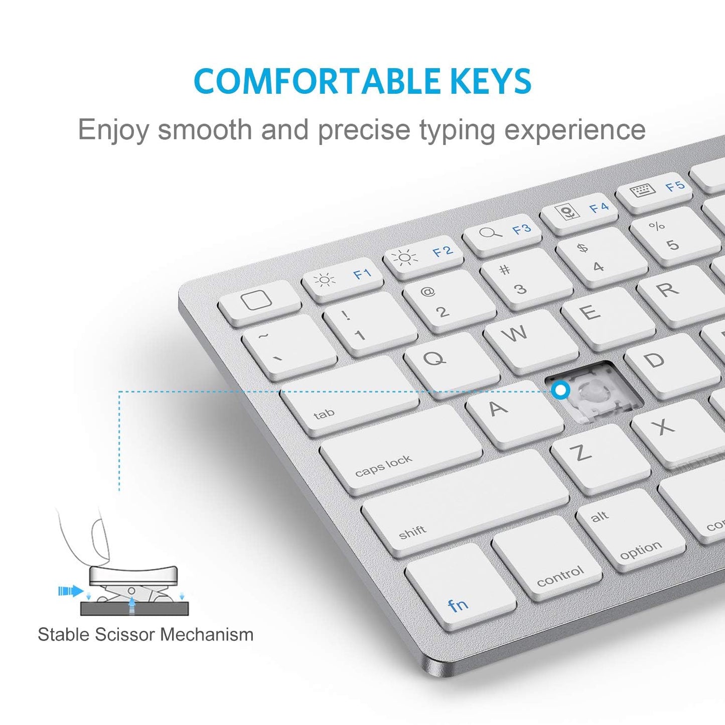 OMOTON Bluetooth Keyboard Compatible with iPad 10th Generation, iPad 10.2 (9th/8th/7th), iPad Pro 13/12.9/11 inch, iPad Air/Mini and More iOS Devices, White