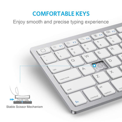 OMOTON Bluetooth Keyboard Compatible with iPad 10th Generation, iPad 10.2 (9th/8th/7th), iPad Pro 13/12.9/11 inch, iPad Air/Mini and More iOS Devices, White