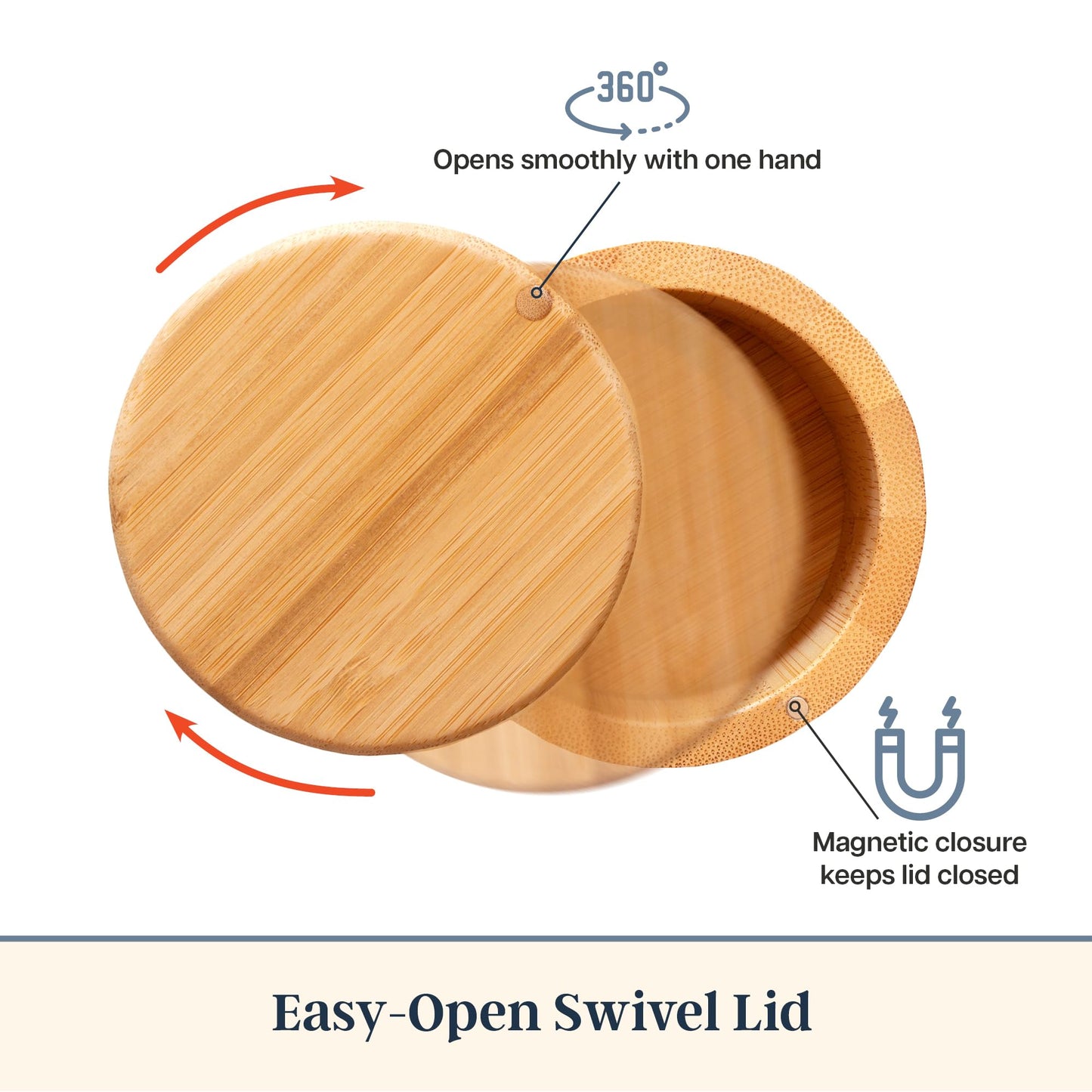 Totally Bamboo Salt Cellar with Swivel Lid - Wooden Salt Container, Bamboo Spice Box for Kitchen Countertop, Magnetic Closure, 6 Oz