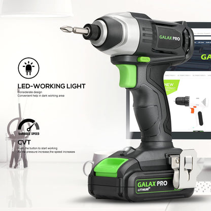 GALAX PRO Cordless Impact Driver 20V, Variable Speed (0-2800RPM),with LED Work Light, 6pcs Screwdriver Bits, 1.3Ah Battery and Charger