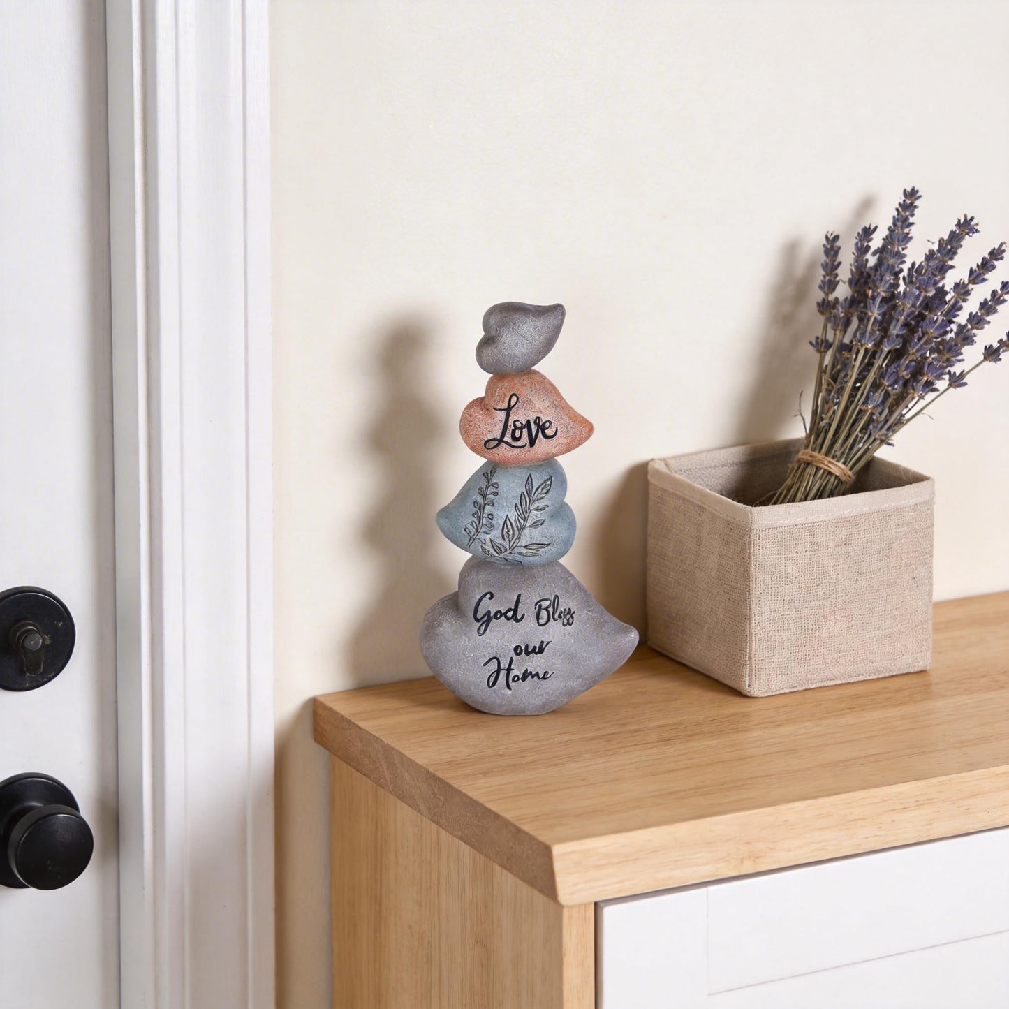 Heart Shaped Stacked Stone Sculpture, Abstract Home Decor Sculpture, Modern Creative Decor for Offices, Bookshelves, Coffee Tables, Entryways, Shelves, Partitions, or Dining Table Centerpieces. (A)