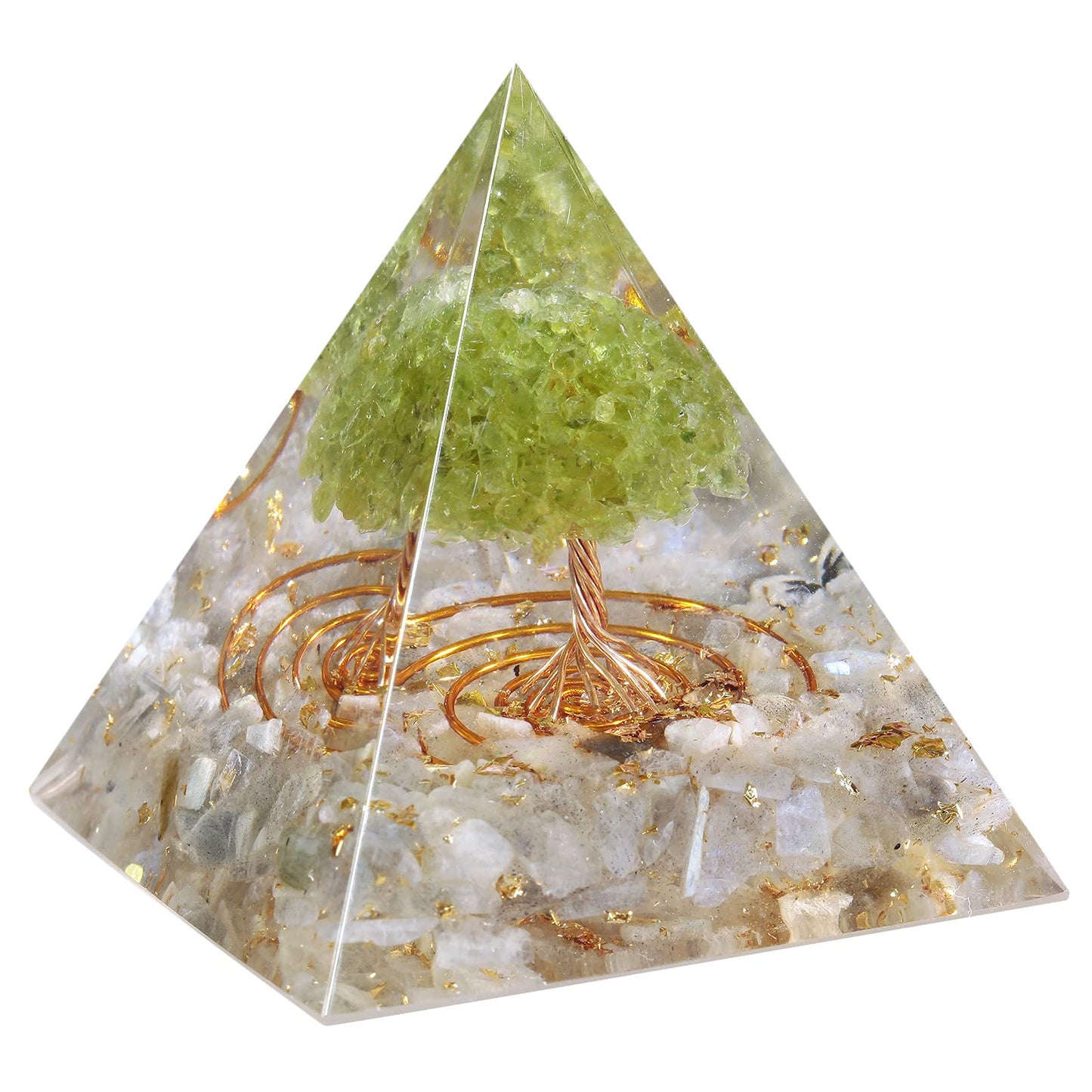 Rockcloud Tree of Life Orgone Pyramid Energy Generator Reiki Crystal Stone Home Office Handmade Ornament Decor for Chakra Balancing 2.36 inches, Labradorite