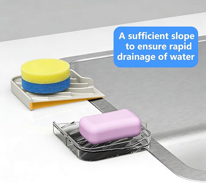 Sponge Holder for Kitchen Sink, Dish Sponge Holder & Soap Tray