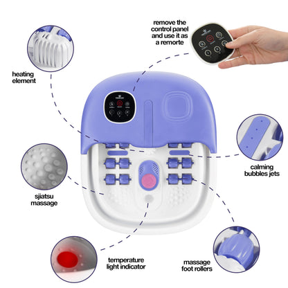 Medical king Foot Spa with Heat and Massage and Jets Includes A Remote Control A Pumice Stone Collapsible Massager with Bubbles and Vibration