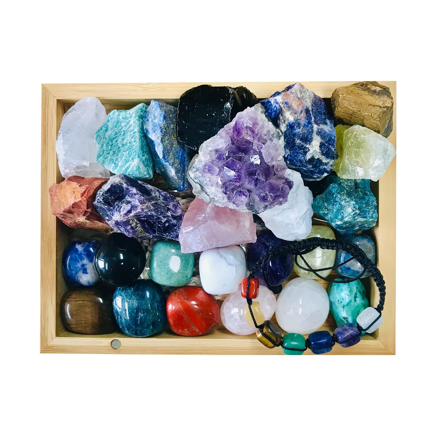 Healing Crystals Kit for Women: 30+ Raw & Tumbled Stones with Chakra Set, Reiki Energy Balancing, Meditation Tools, Bamboo Box & Spiritual Guide (Natural Gems for Women)