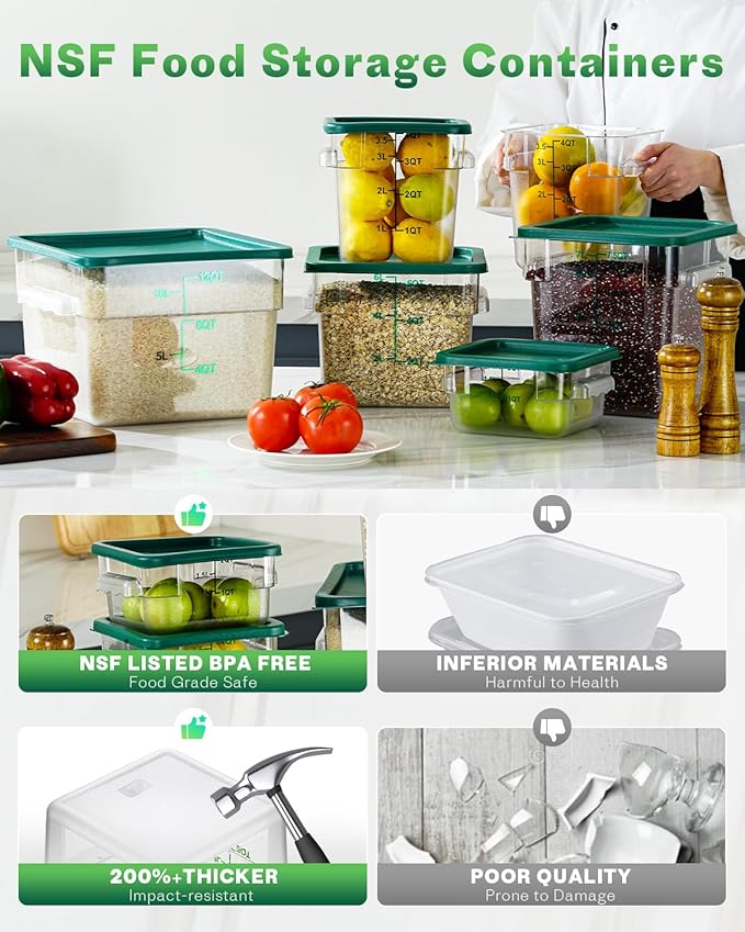12 Quarts Sous Vide Container: 8 PCS Commercial Food Storage Containers