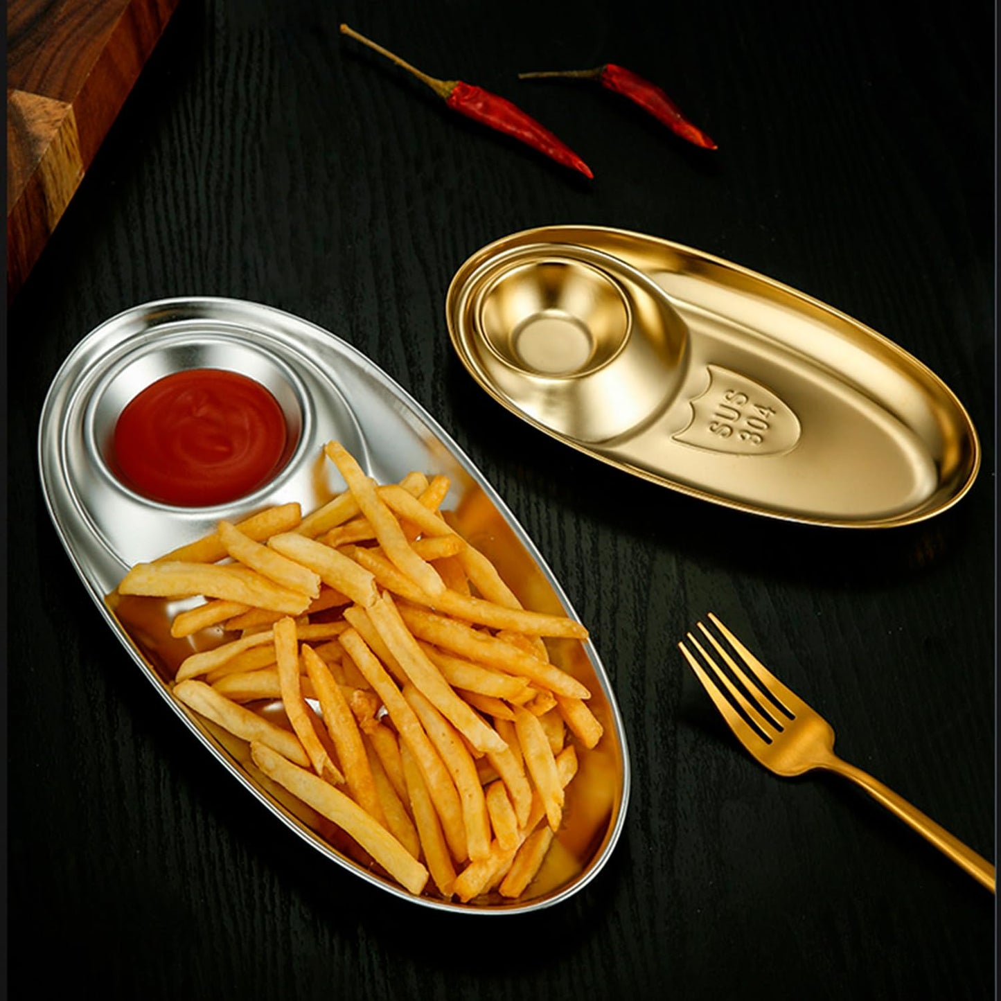 Hapivida 2Pcs Chip and Dip Serving Platter Set, Divided Snack Plates Set Sushi Plates with Sauce Section for Party Appetizer Salad Snack Veggies Fruit Taco