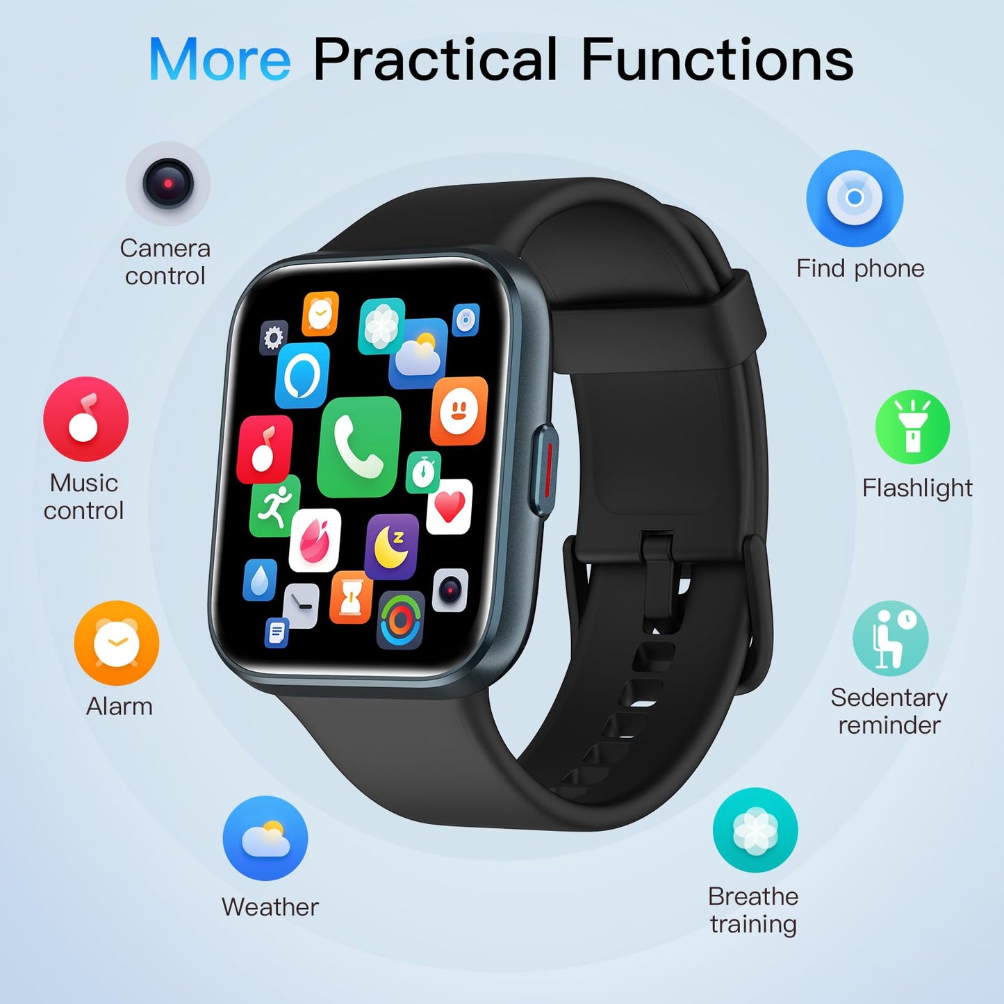 Smart Watch for Men Women (Answer/Make Call), Alexa Built-in, 1.8" Touch Screen Fitness Watch with SpO2 Heart Rate Sleep Monitor, 100 Sport, IP68 Waterproof Step Counter Smartwatch for iPhone Android