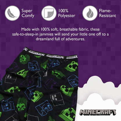 Minecraft boys Pajama Bottom, Night Scene, Medium US