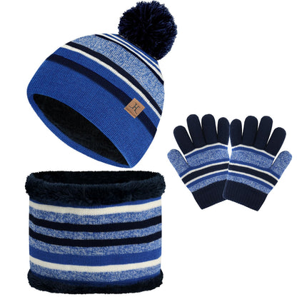 Kids Winter Hat Scarf Gloves Set, Kids Toddler Knit Warm Beanie Hat Scarf Gloves Set with Fleece Lined for 3-8 Year Old