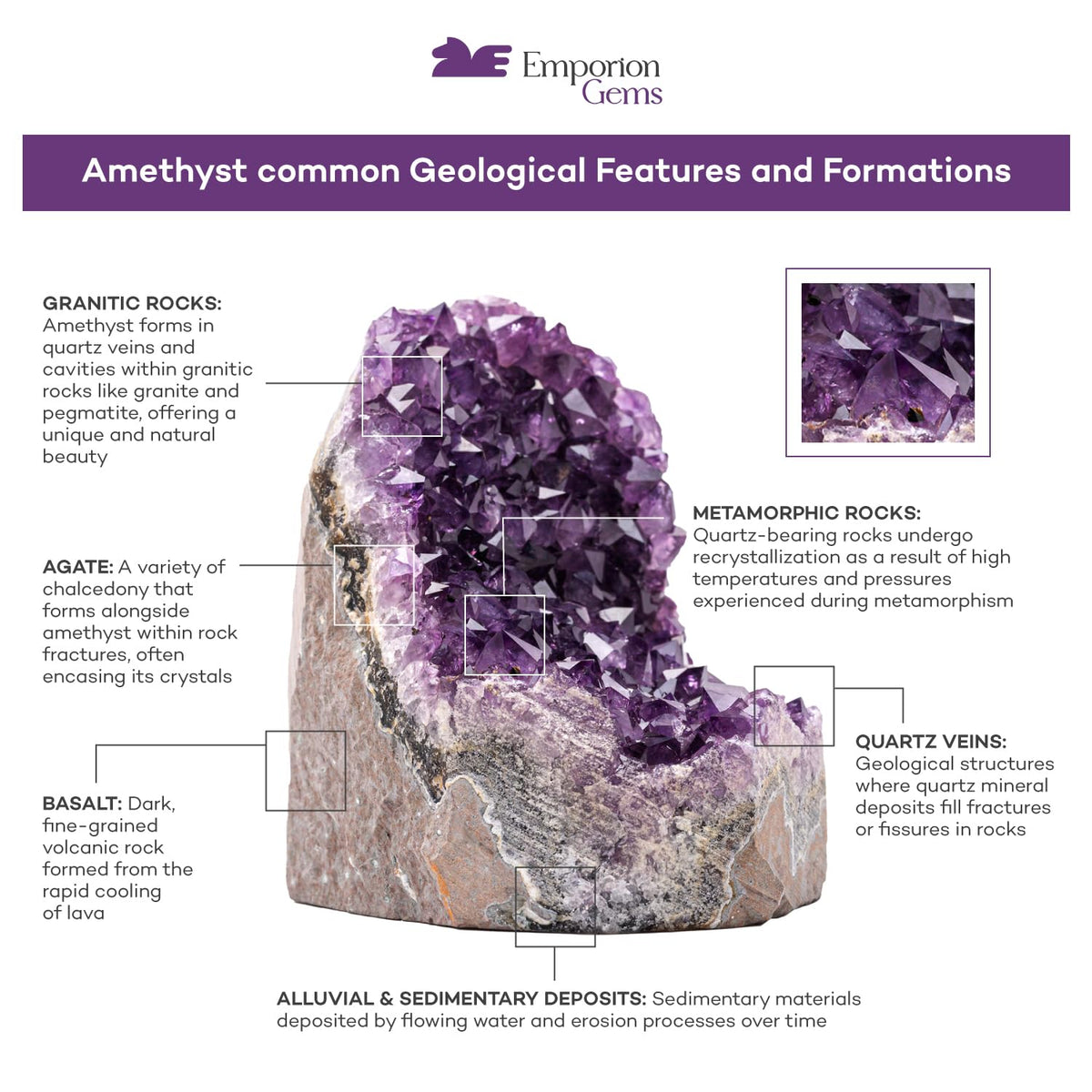 EMPORION Large Natural Amethyst (5 lb to 6.5 lb) Crystal Clusters Stone from Uruguay Raw Geode Quartz - Deep Purple Color