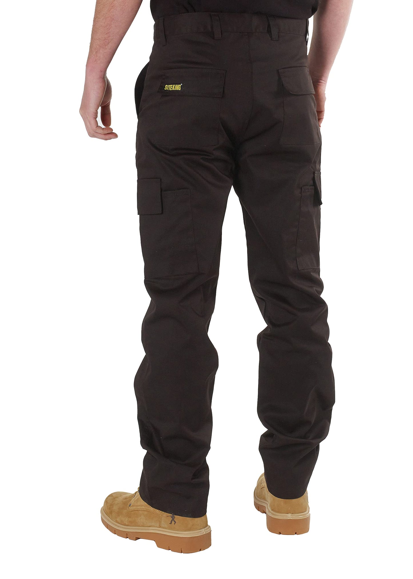SITE KING Mens Cargo Work Trousers Black or Navy Sizes 28 to 52 (32 Waist / 31)