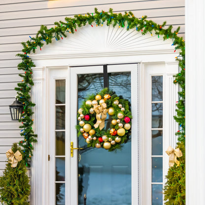 LBSUN Wreath Hanger, Adjustable Over The Door Wreath Hanger from 14.9 to 25 Inches & Wreath Holder & Wreath Door Hanger for Front Door Decor 20 lbs Larger Christmas Decorations Hook (Black)
