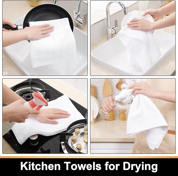 Mordimy 100% Cotton Terry Cloth Kitchen Towels, Super Soft and Absorbent Dish