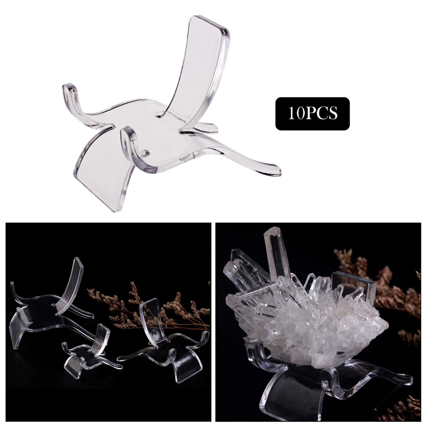 Generic Pack of 10 Clear Acrylic Display Stand Suport Base for Minerals Gemstones Rock Specimens Geode Agate Seashells Stones Jewelry Home Office Decoration - S