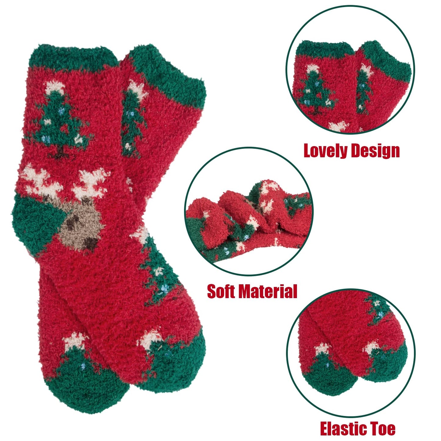 iCamter 5 Pairs Womens Fluffy Fuzzy Socks Cute Warm Winter Slipper Cozy Socks for Women