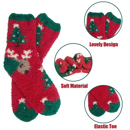 iCamter 5 Pairs Womens Fluffy Fuzzy Socks Cute Warm Winter Slipper Cozy Socks for Women