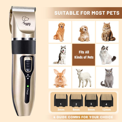 HappyYILIDA Dog Clippers for Grooming, Low Noise, Electric Quiet, Adjustable Clipper Comb for Dog Grooming Kit, cat Supplies Pet Hair Clippers Grooming kit for Dogs at Home