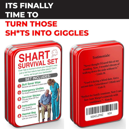 Shart Survival Set - Funny Gag Gift 2026 Friend Gifts Includes Disposable Underwear, Hazmat Bag, Wet Wipe and More! Unique Stocking Suffers for Men Birthday Husband Teens Potty Humor Prank Him Fart
