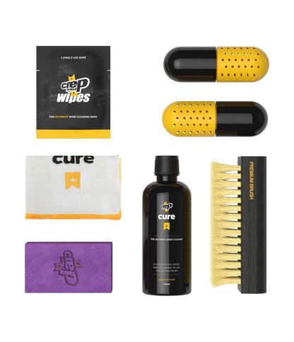 Crep Protect Shoe Care Box Pack - Premium Sneaker Cleaning Kit with 6 x Sneaker Wipes, 2 x Shoe freshener Pill, Sneaker Eraser, 100ml Cleaning Solution, Microfibre Cloth & Shoe Brush