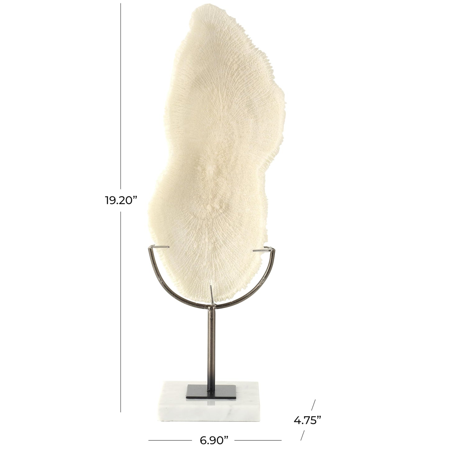 Deco 79 Polystone Coral Decorative Sculpture Abstract Textured Home Decor Statue with Gray Stand and Acrylic Base, Accent Figurine 7" x 5" x 19", Cream
