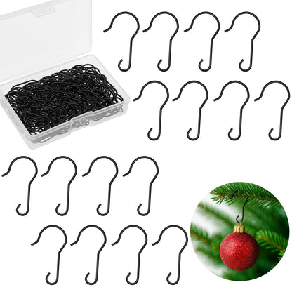 Hotop 100 Pieces Christmas Ornament Hooks Metal Wire Ornament Hooks Christmas Tree Hangers with Storage Box for Xmas Tree Party Decorations (Black)