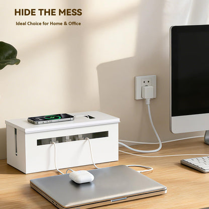 Metal Cable Management Box - Large Cable Organizer Box and Power Strip Box for Electrical Cord Hiding, Home Office Desk and Floor Cables Hider, TV Wires Storage Organization