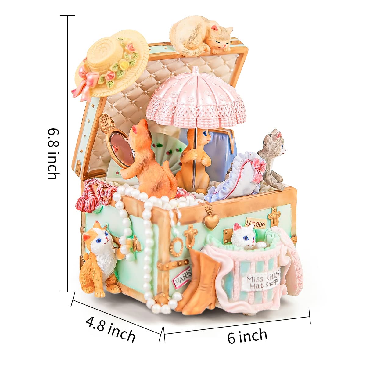 Mr.Winder Cats Music Box Gift for Girls, Cute Wind Up Keepsake for Daughter Wife Girlfriend Sister Granddaughter, Lovely Birthday Christmas Friendship Gifts Play Castle in the Sky