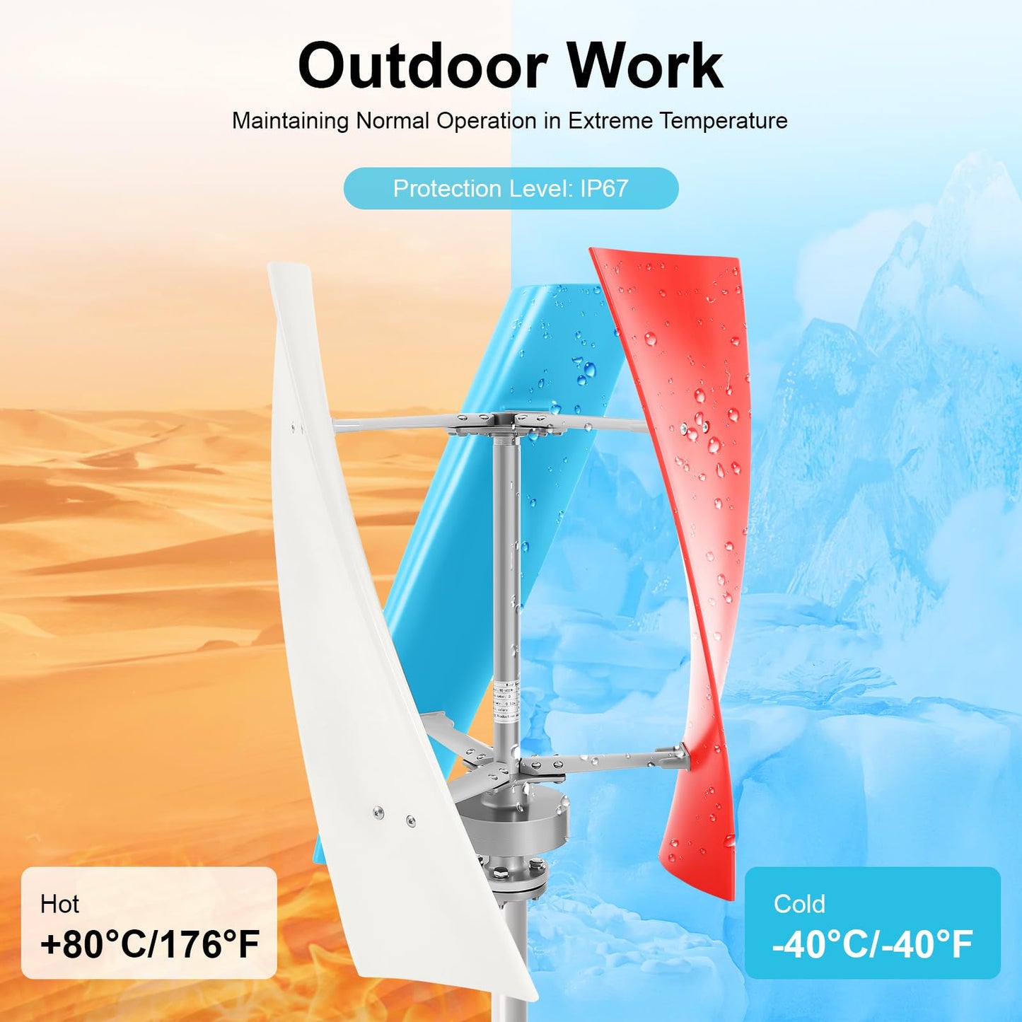 Lemoeyes Wind Turbine Generator 400W 24V Helix Vertical Axis Wind Power Generator 3 Blades Home Windmill Kit for Hybrid Wind Solar System 1.3m/s Start Wind Speed