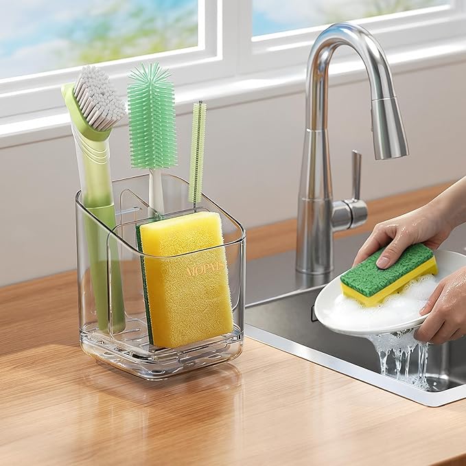 Minimalist Sponge Holder for Kitchen Sink, 3 Slots Sink Caddy