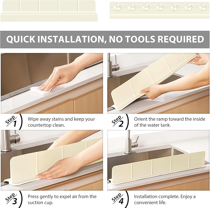 23Inch Sink Splash Guard – Extended Length & Tall Silicone Kitchen Sink Splash