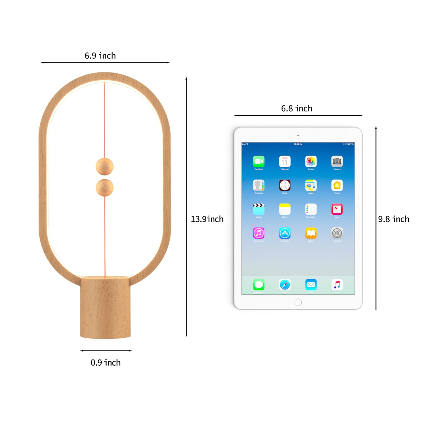 BABLOOM Heng Balance Light, USB Powered LED Table lamp, Creative, Magnetic Switch Night Light, dimmable Eye Protection Table lamp, Used for Gifts, Decoration Bedside, Dormitory and Office(Wood Grain)