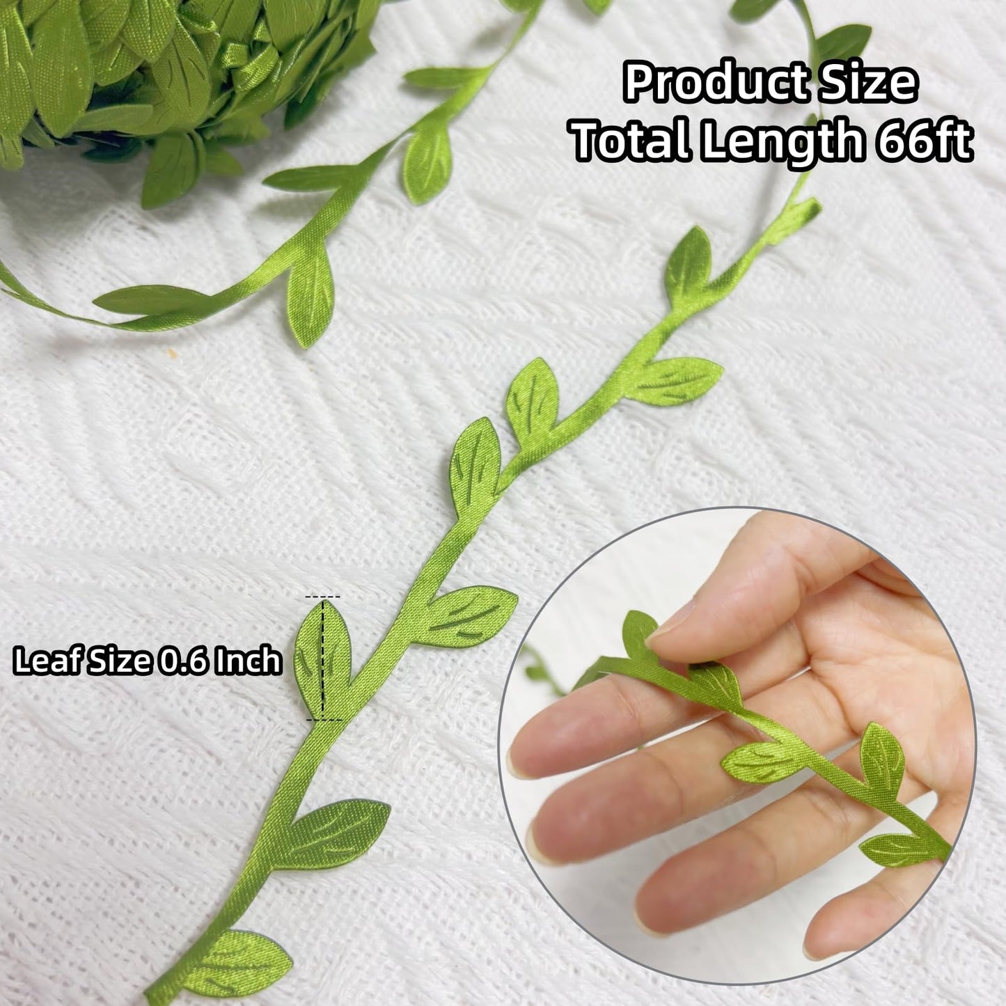 Hecaty 66 ft Leaf Ribbon, Artificial Eucalyptus Garland Rattan Leaf String, Decorative Jungle Wild Plant Green, Suitable for Baby Shower Home Wedding Party Balloon Garland Wreaths DIY Christmas Craft