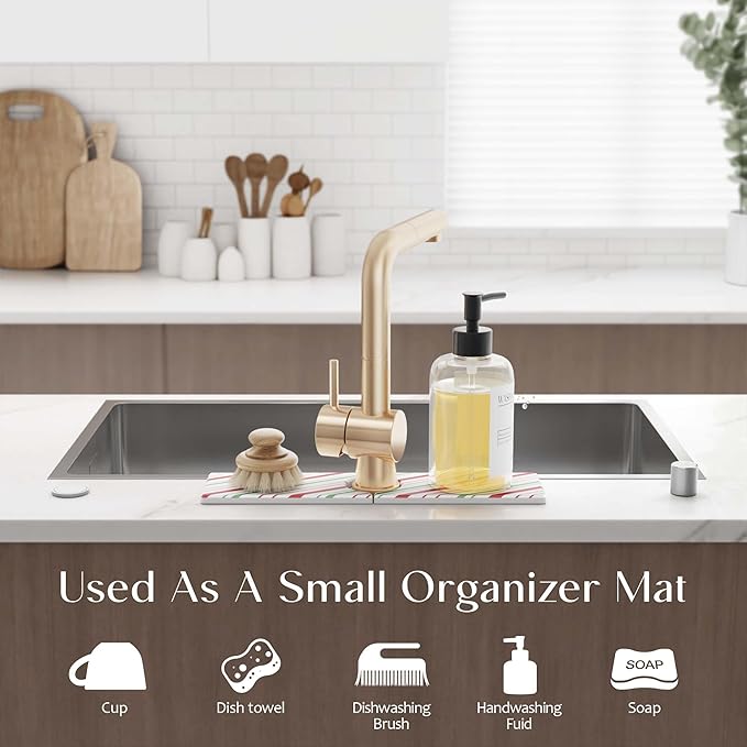 Stone Faucet Mat for Kitchen Sink, Diatomite Drying Stone Mat for Kitchen