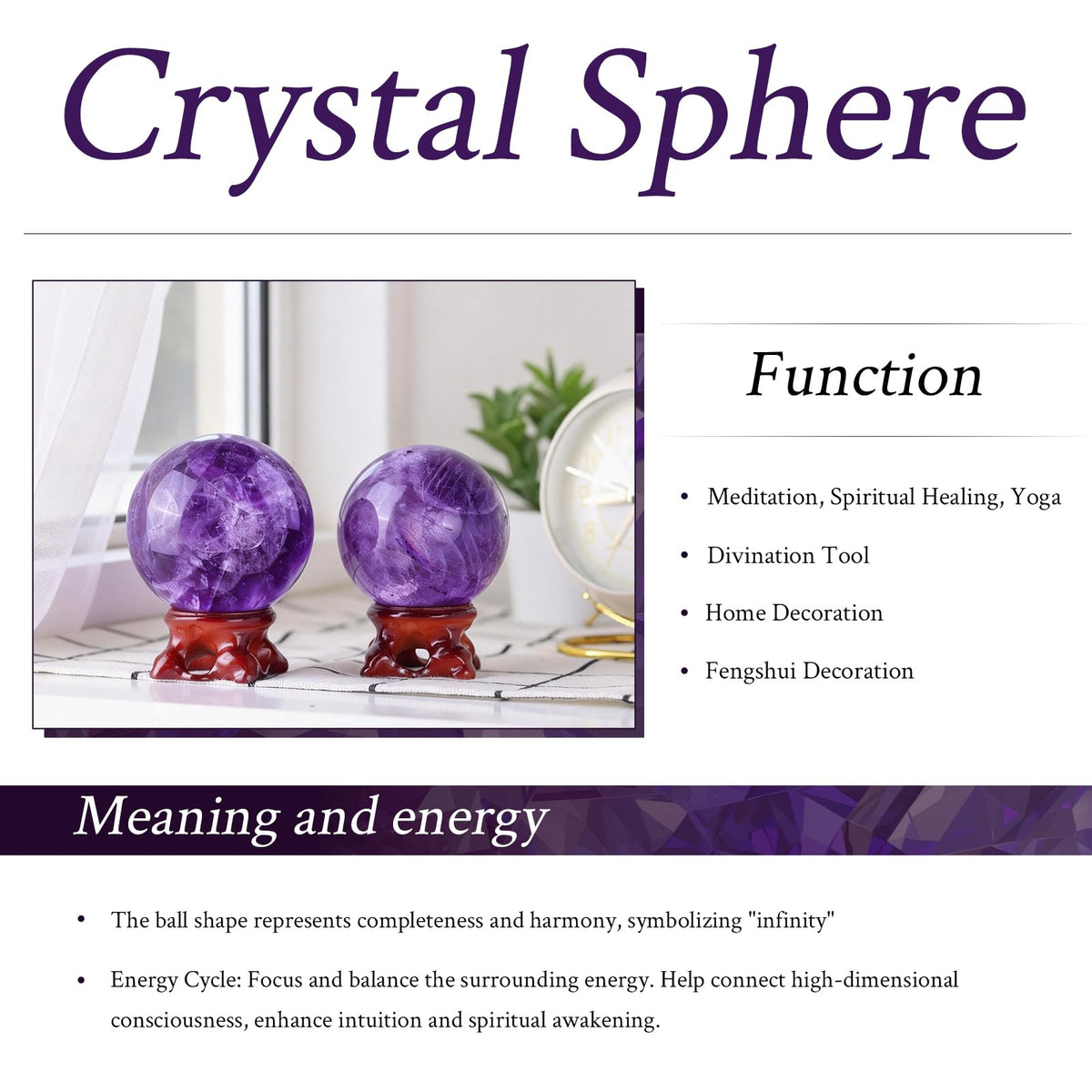 dssmboom Natural Ocean Jasper Crystal Ball with Acrylic Display Base, 71-80mm Polished Stone Feng Shui Crystal Sphere Meditation Decoration for Home & Office