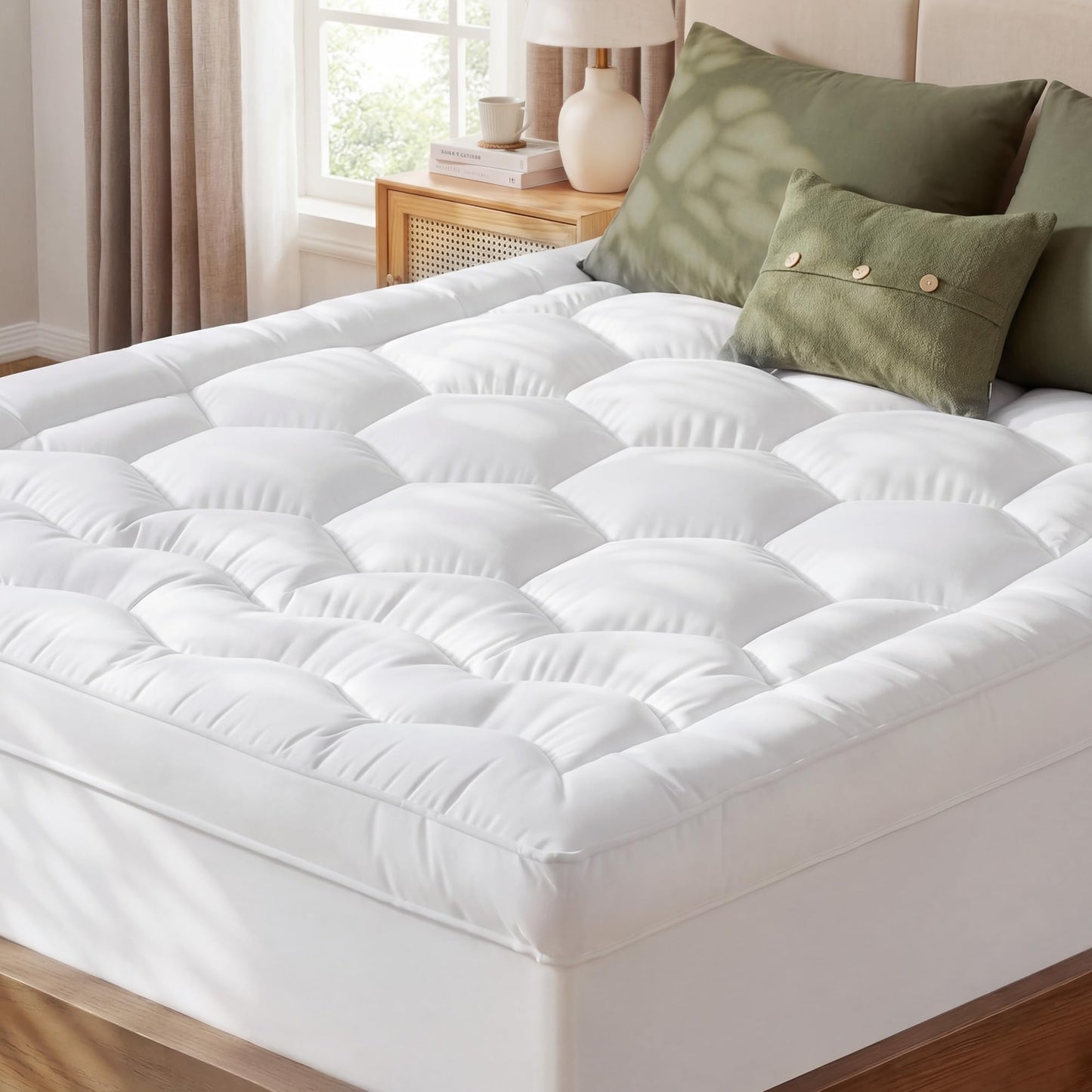 Homkdom Twin Mattress Topper for Back Pain & Hip Relief, Cloud-Like Pillow Top Mattress Topper for College Dorm Room Essentials, Quilted Fitted Mattress Pad Protector 6-21'' Deep Pocket, Washable