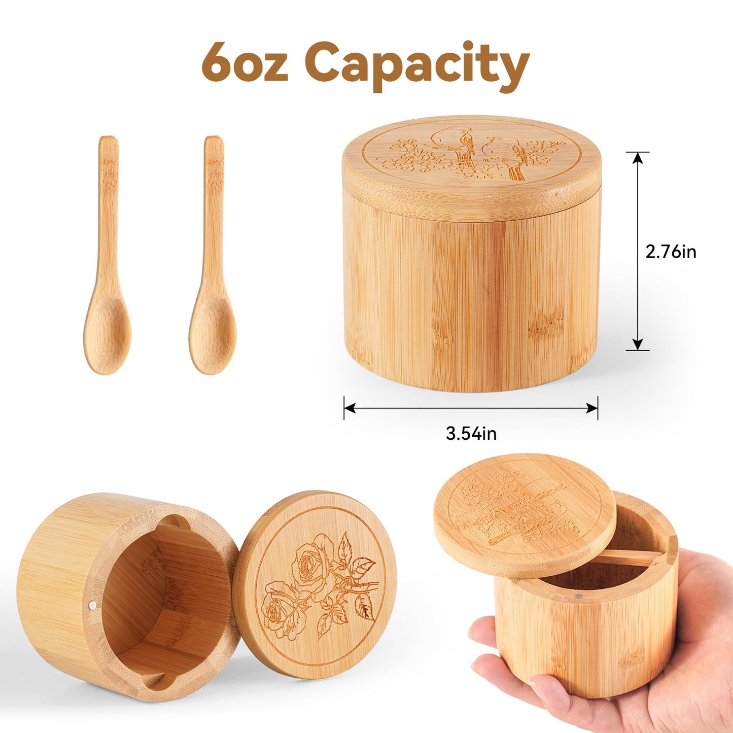 Timtopno Bamboo Salt Cellar and Engraved Salt Box