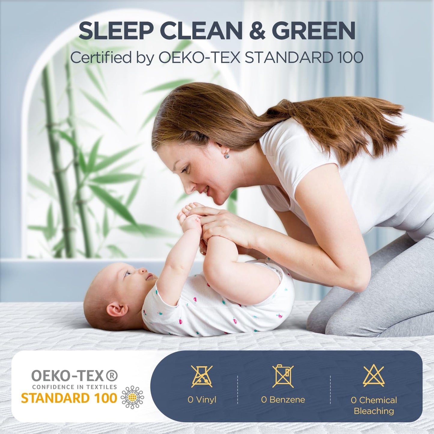100% Waterproof Mattress Protector, Hypoallergenic Silver-Infused Mattress Topper Cover with No Odor, Breathable Cooling Bed Cover with 8"-21" Deep Pocket (King)