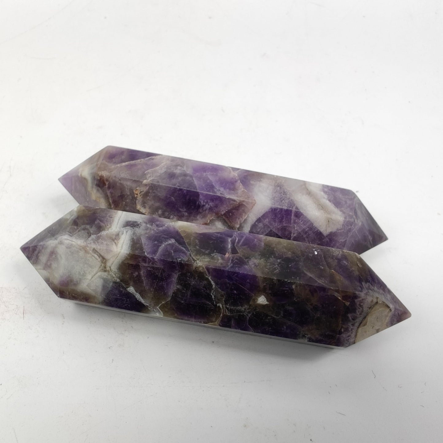10cm Natural Crystal Tower Two Point Wand Obelisk 6 Faceted Crystals Point Chakra Stone Kit Home Decor Reiki Healing Gift (Dream Amethyst)
