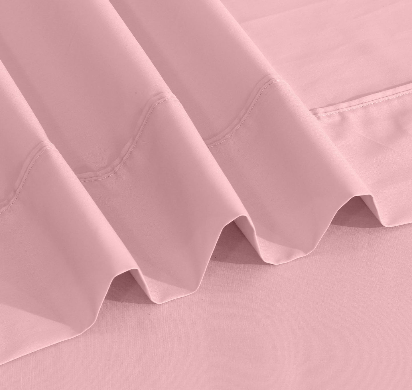 RUVANTI 100% Cotton Percale Sheets King Size – Crisp Cooling Bed Sheets for Hot Sleepers, Deep Pocket 16”, Soft Breathable & Durable Hotel-Style 4 Piece Set, Bridal Rose